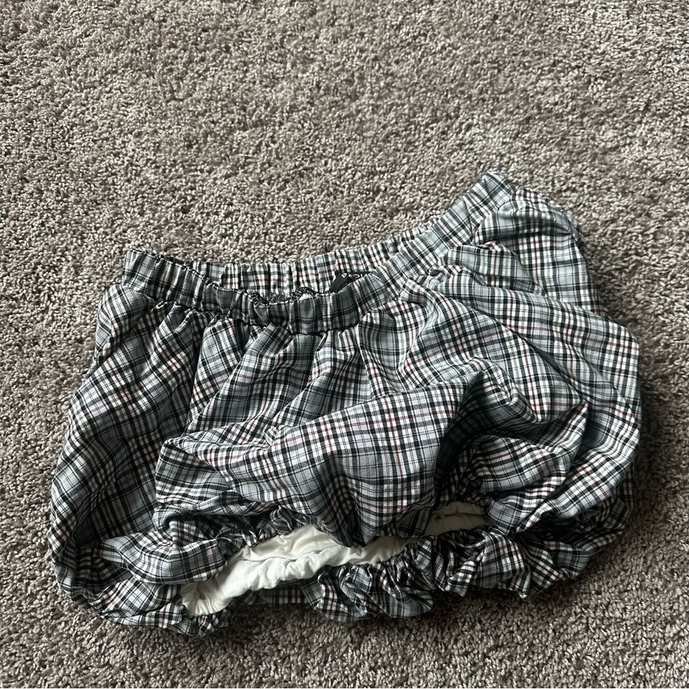 Plaid Ruffled Bubble Skirt